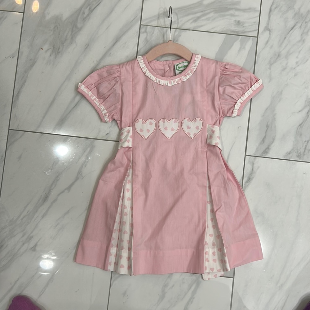 Grace and James Pink Pleated Heart Dress